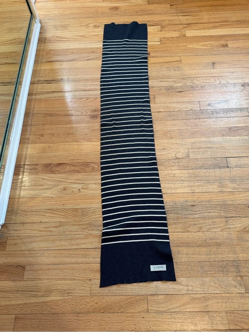 J. Crew Gray and Off White Striped Scarf academia preppy fall
